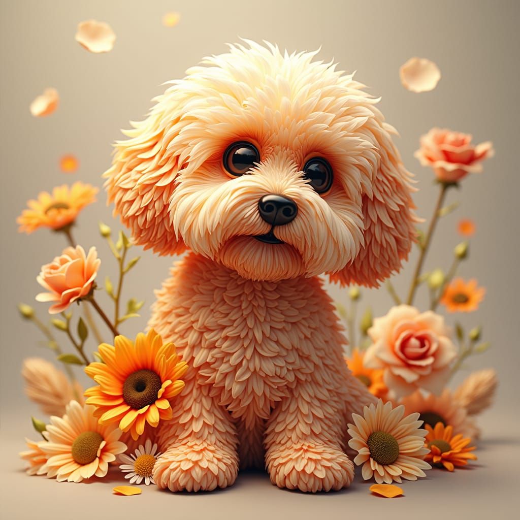 Floral Havanese Dog in Whimsical Style
