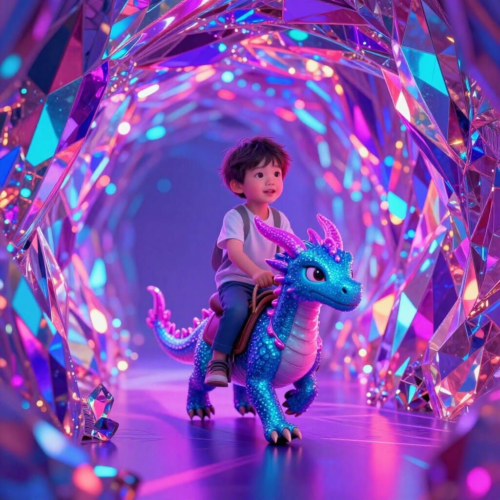 Dragon Rider in Neon Crystal Caves