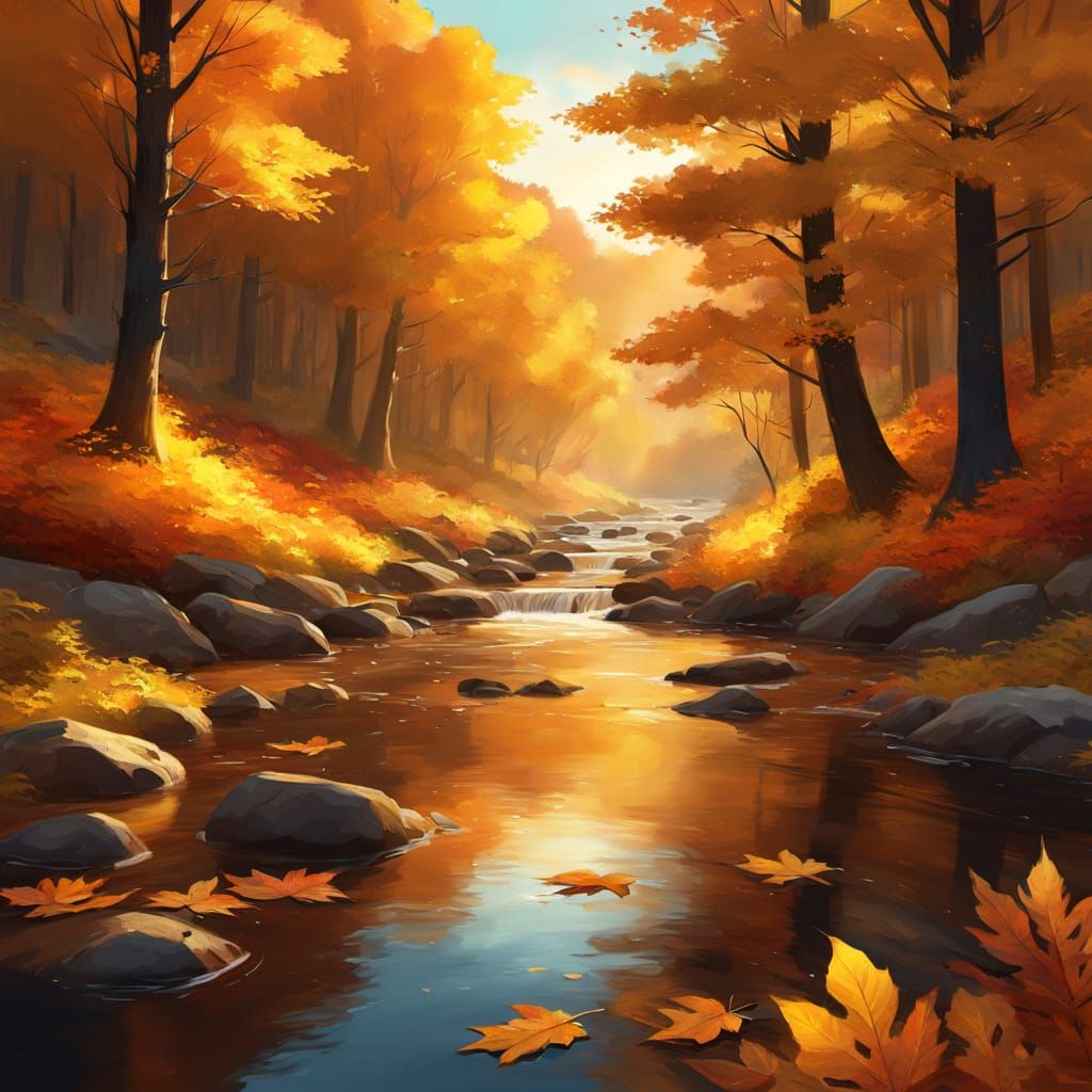 🍯 Caramel:
A glistening caramel river flowing through a cozy autumn forest. The air smells sweet and buttery, and amber...