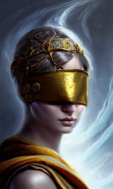 Obsidian Priestess with Gold Veins Digital Portrait