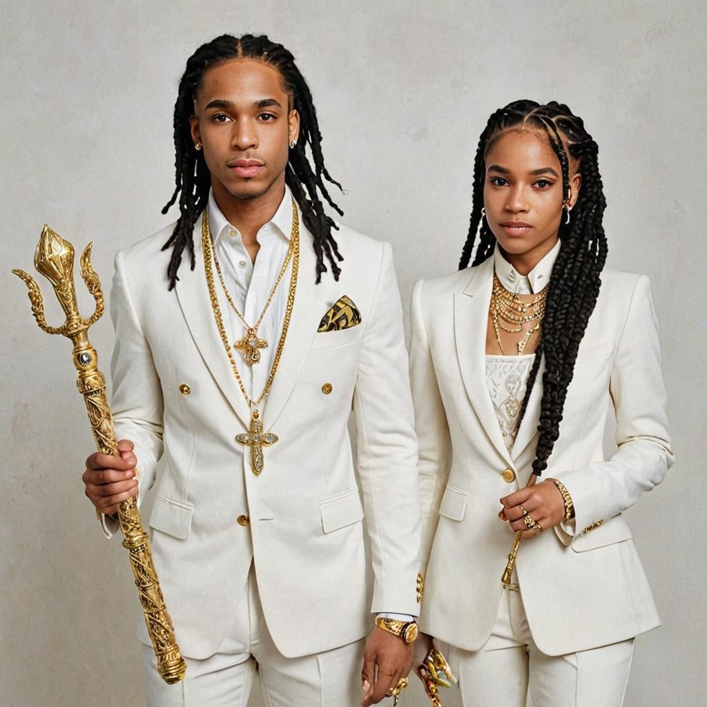 Regal Young Black Royals Reign on Thrones of Gold