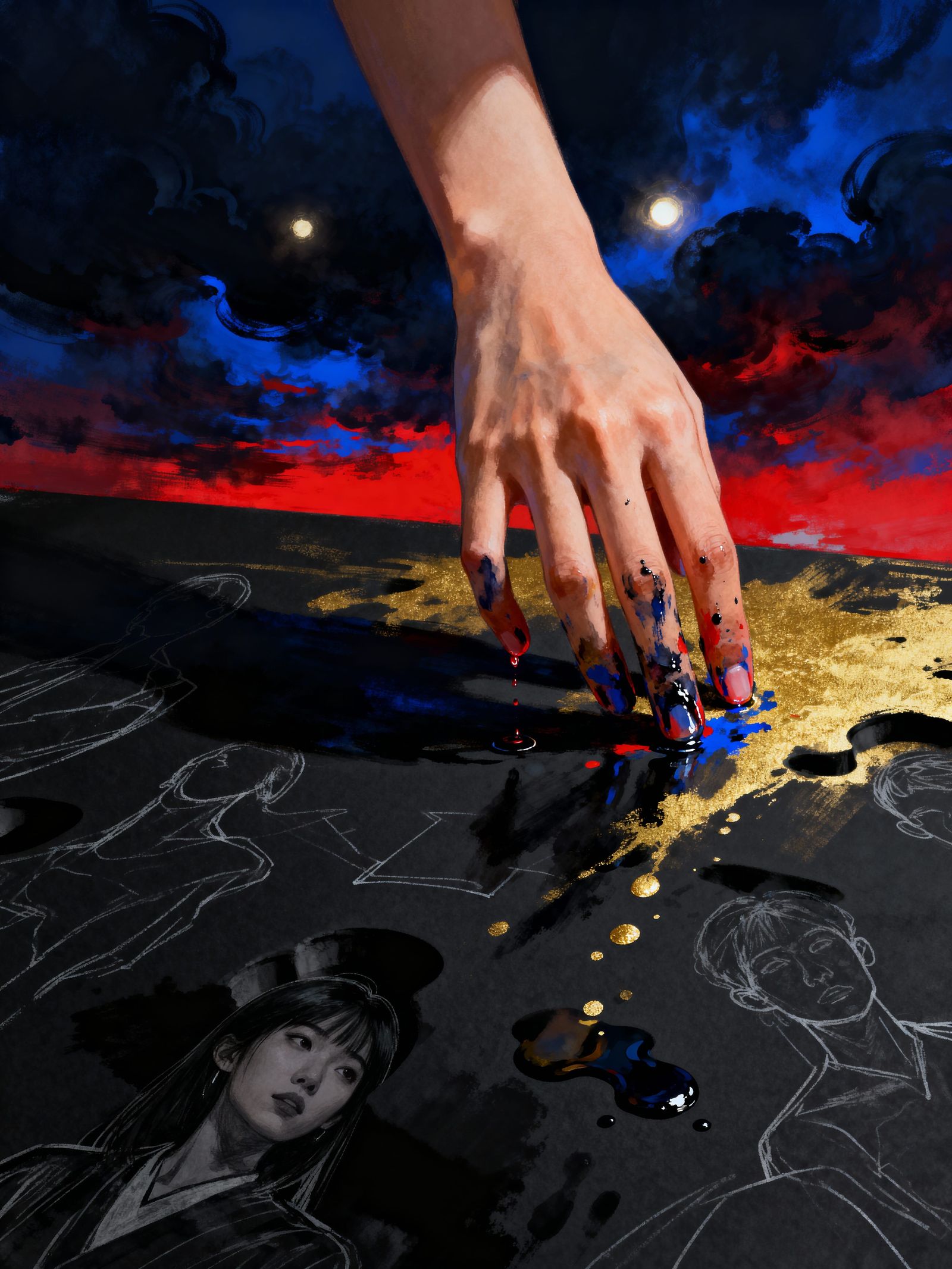 Thoughts, in mixed media