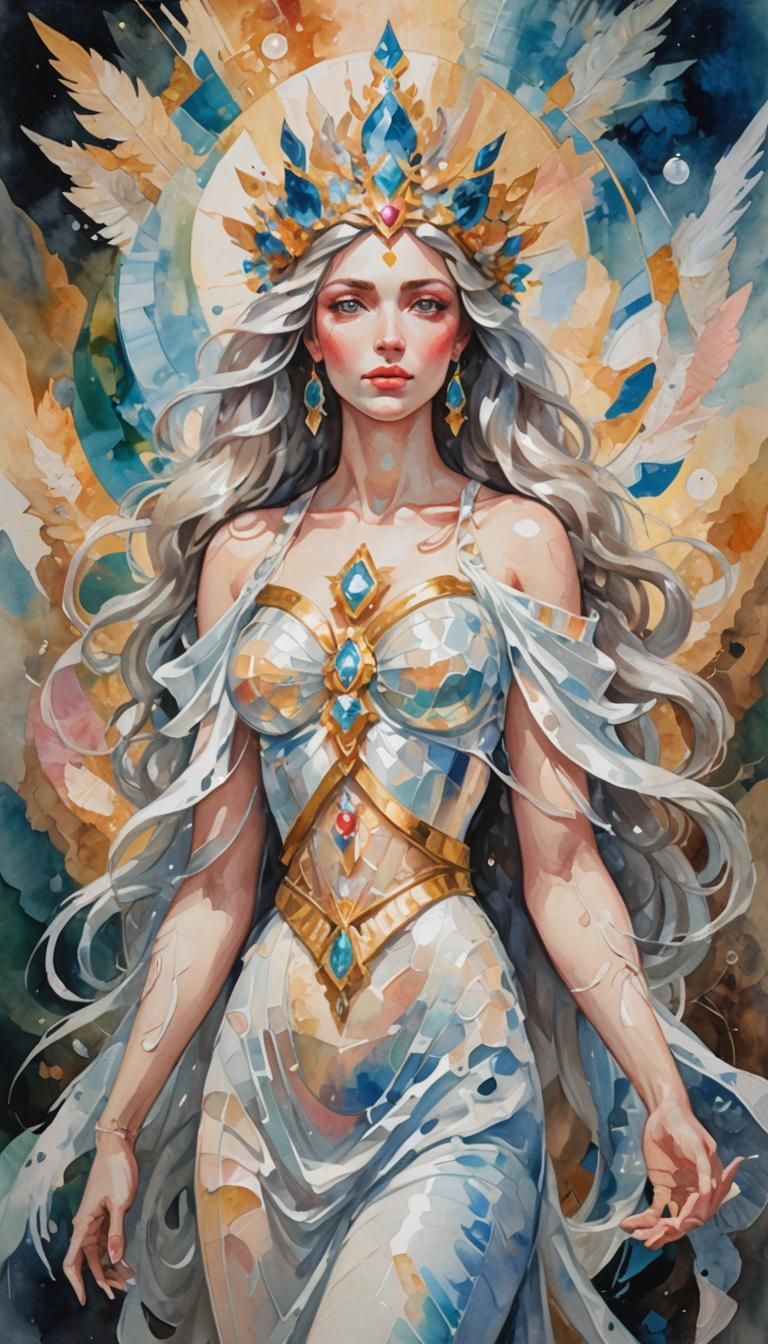 Goddess of Clear Quartz in Gouache Style