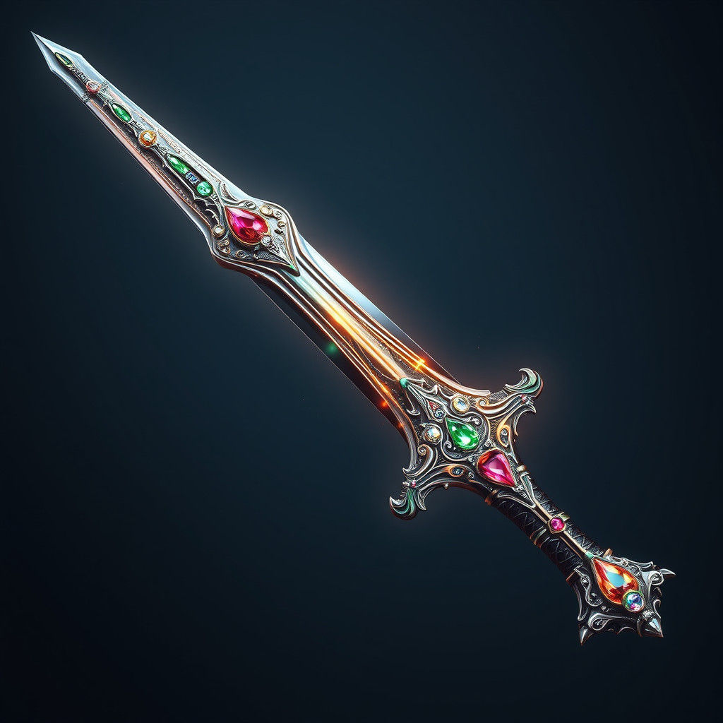Gemstone Fantasy Sword Infused with Elemental Magic