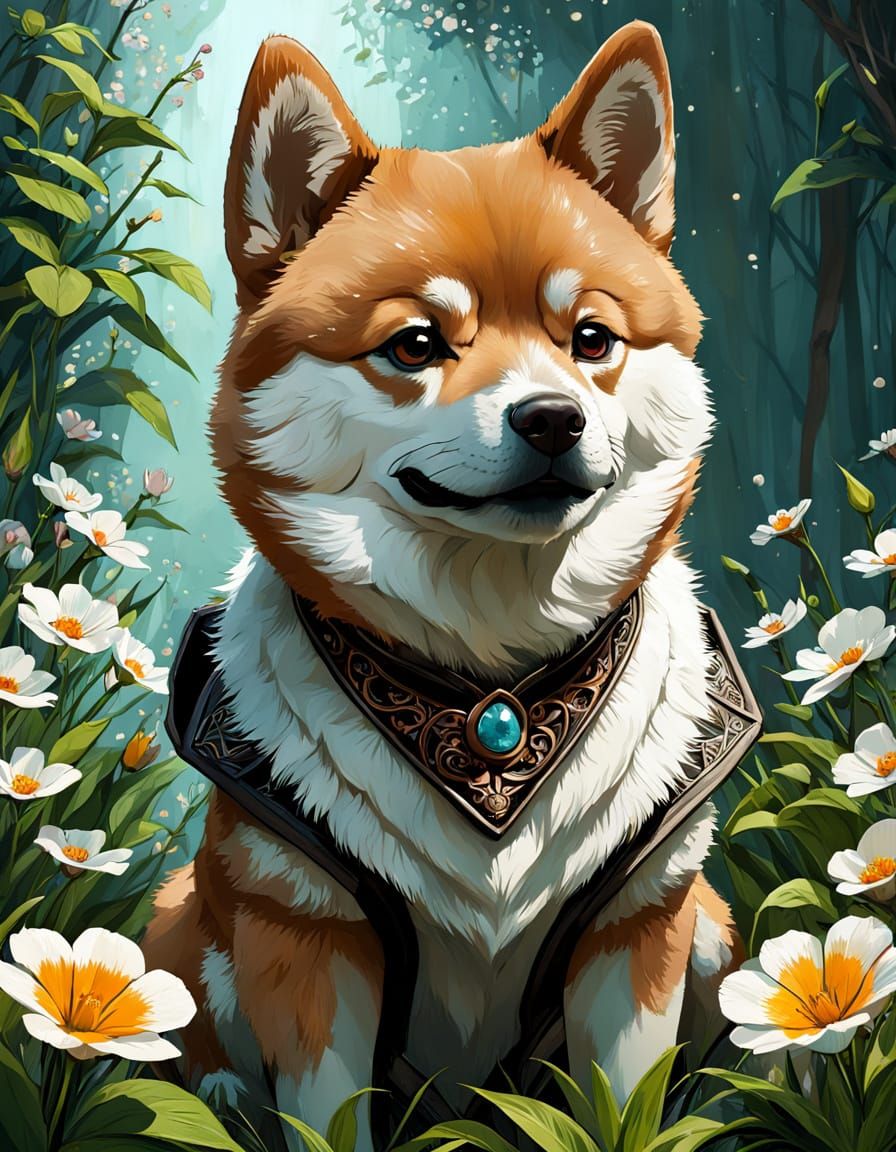 Adorable Shiba Inu in Vibrant Floral Spring