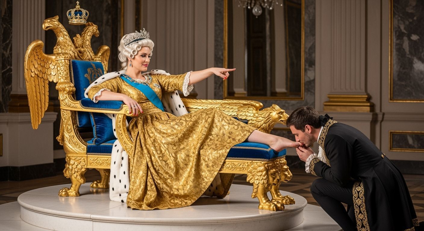 French Empress on Gold Chaise Longue: Professional Photograp...