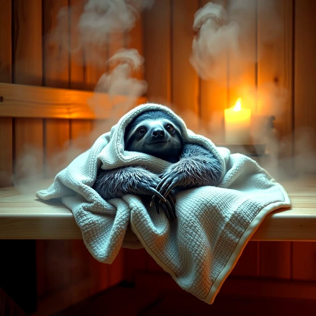 Sloth in Serene Sauna