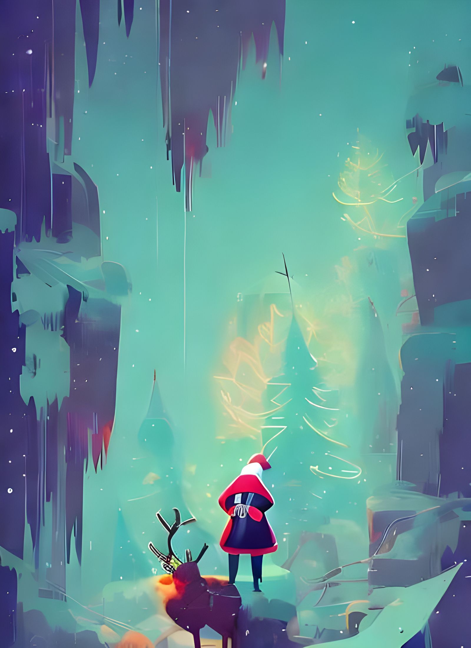 Santa's Christmas Spirits: A Cel-Shaded Digital Masterpiece