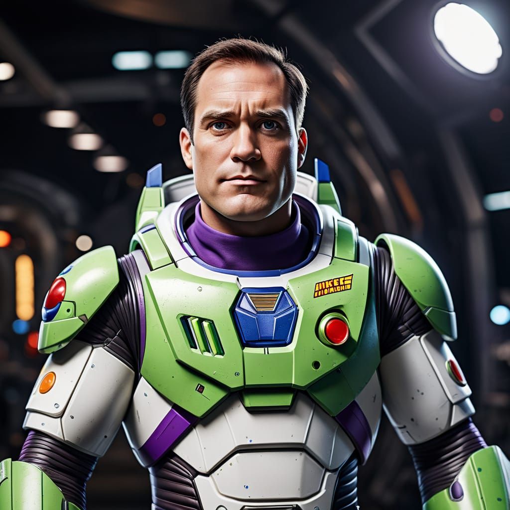 Confident Space Ranger in Green Spacesuit