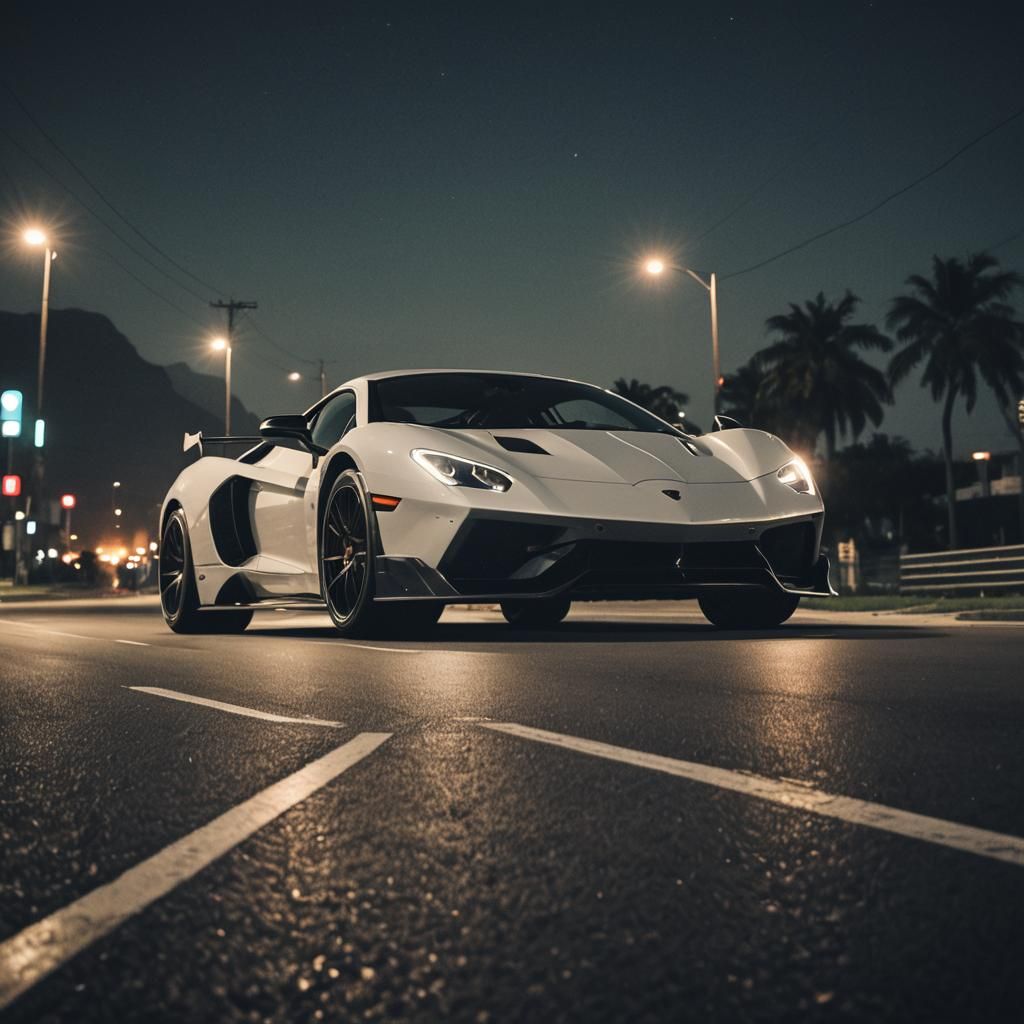 Supercar at Night: Cinematic Film Still