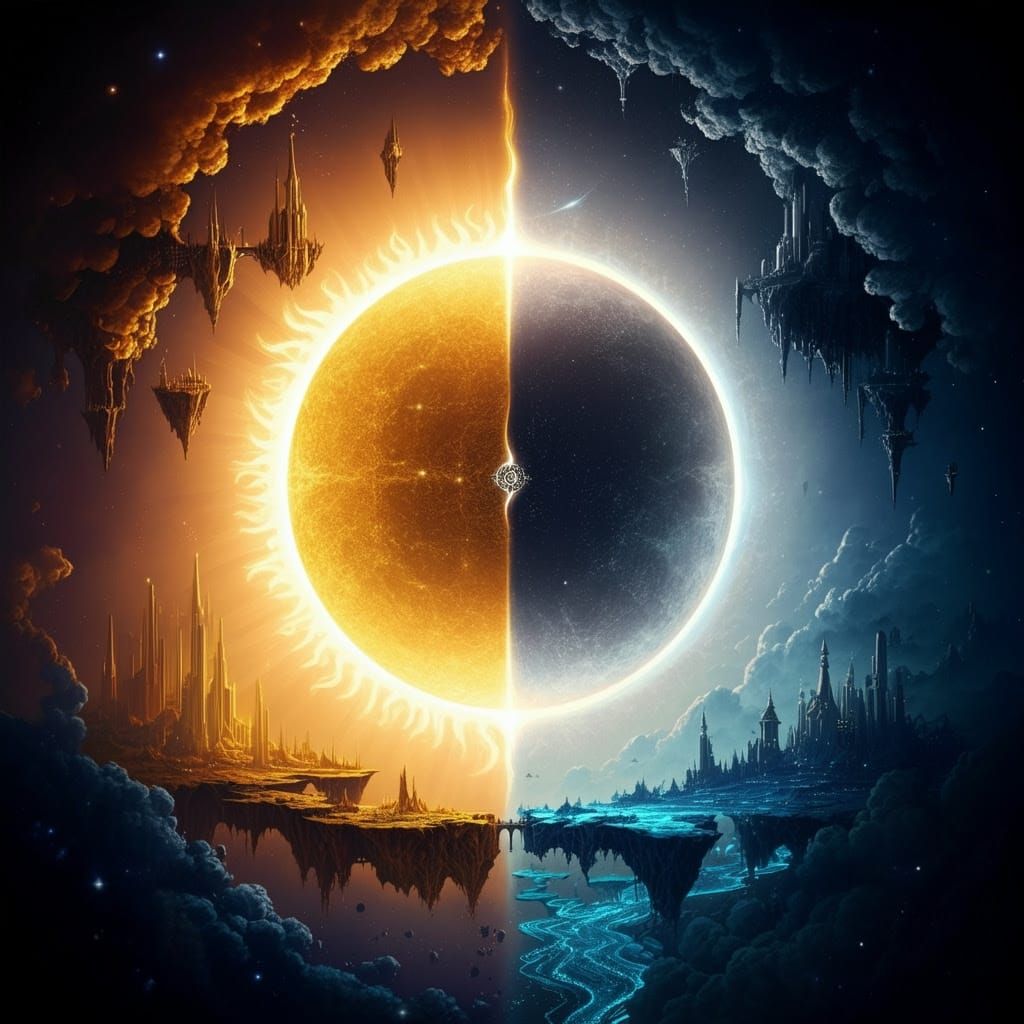 Eclipsed Realms: A Celestial Odyssey in Golden Light