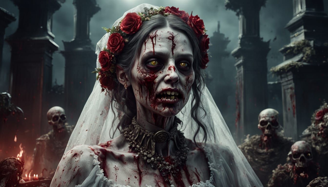 Surreal Zombie Bride Unveiled in Deep Fantasy Art