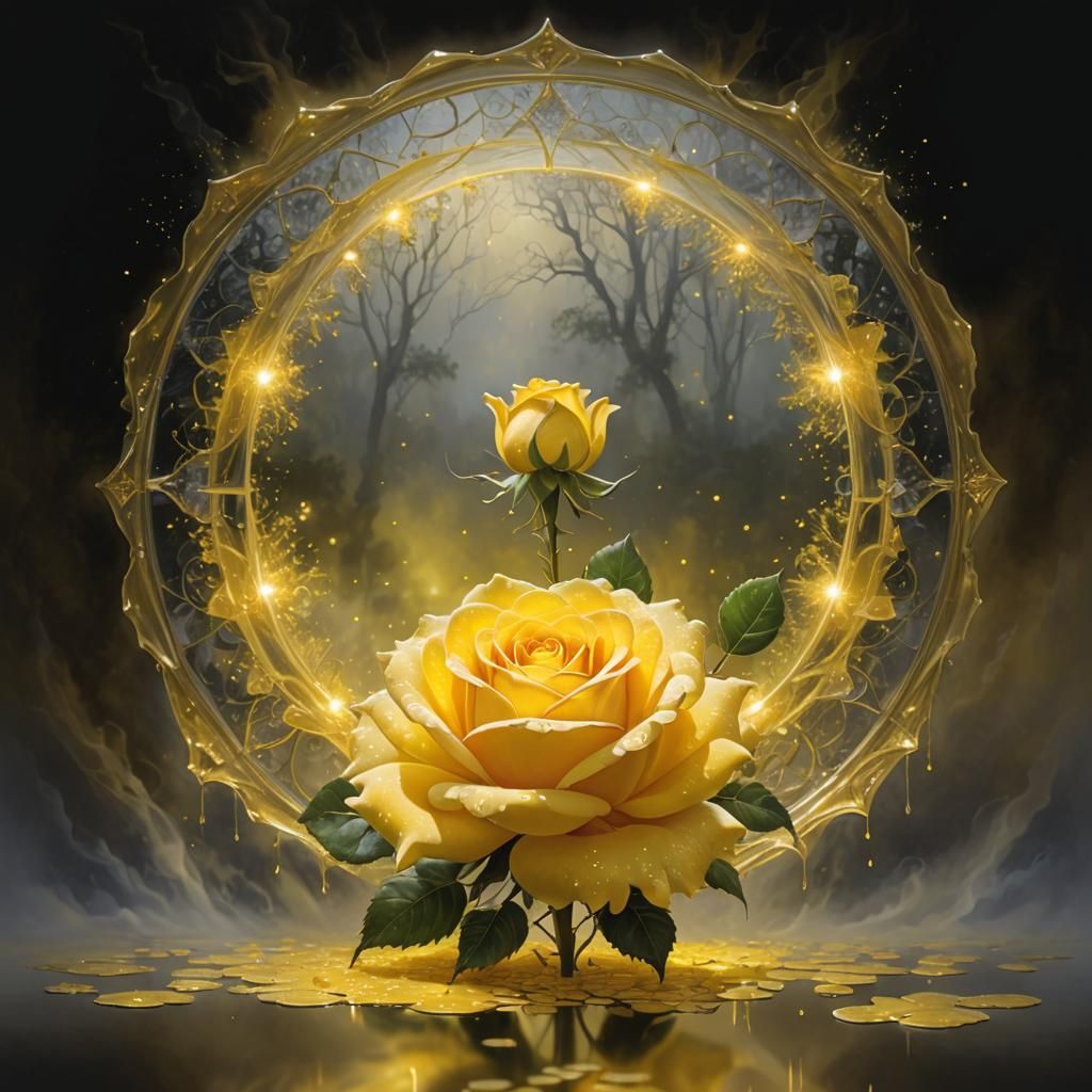 Yellow Rose in Mystical Fantasy Art