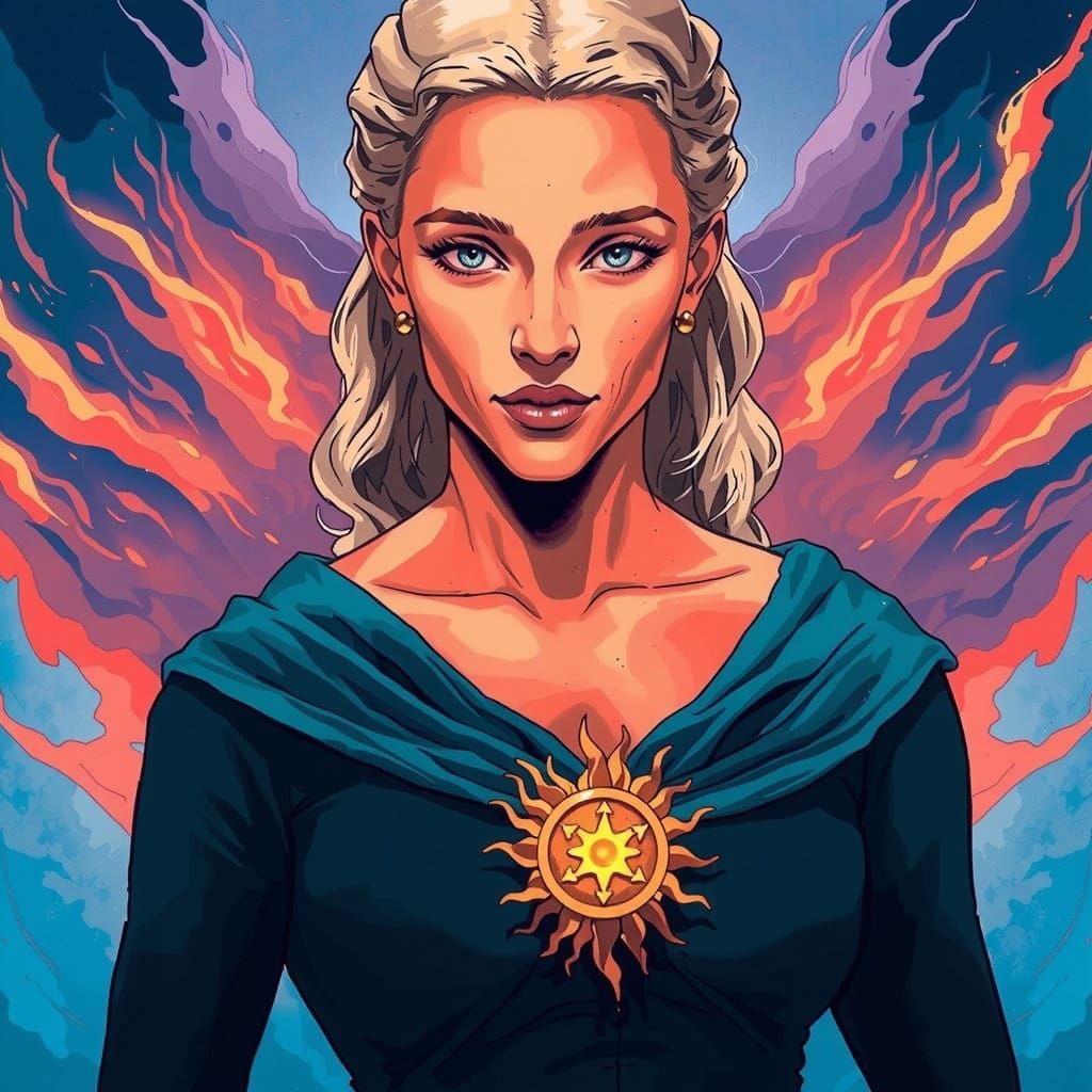 Blue-Eyed Princess with Blazing Sun Amulet