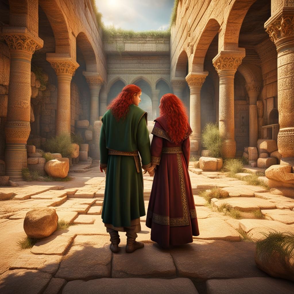 Jewish Couple in Ancient Jerusalem: Detailed Matte Painting
