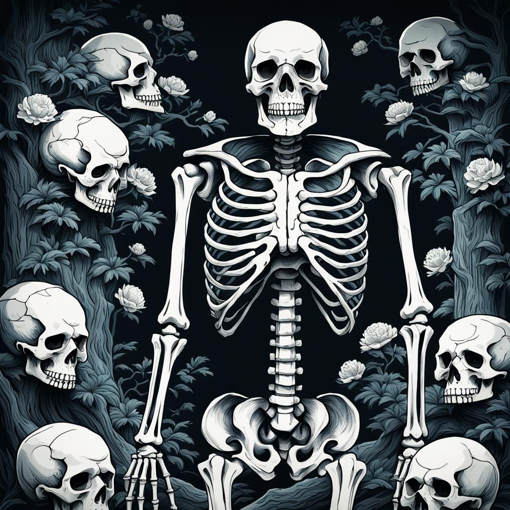 The demon Baigujing, white bone spirit. Wood block art #5