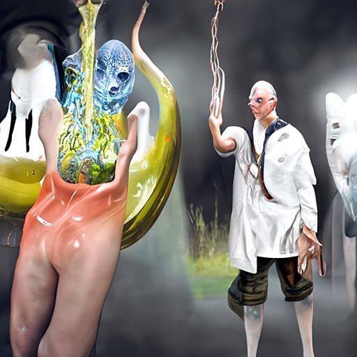 Horrific Blue Scaled Swamp Creature in Mist