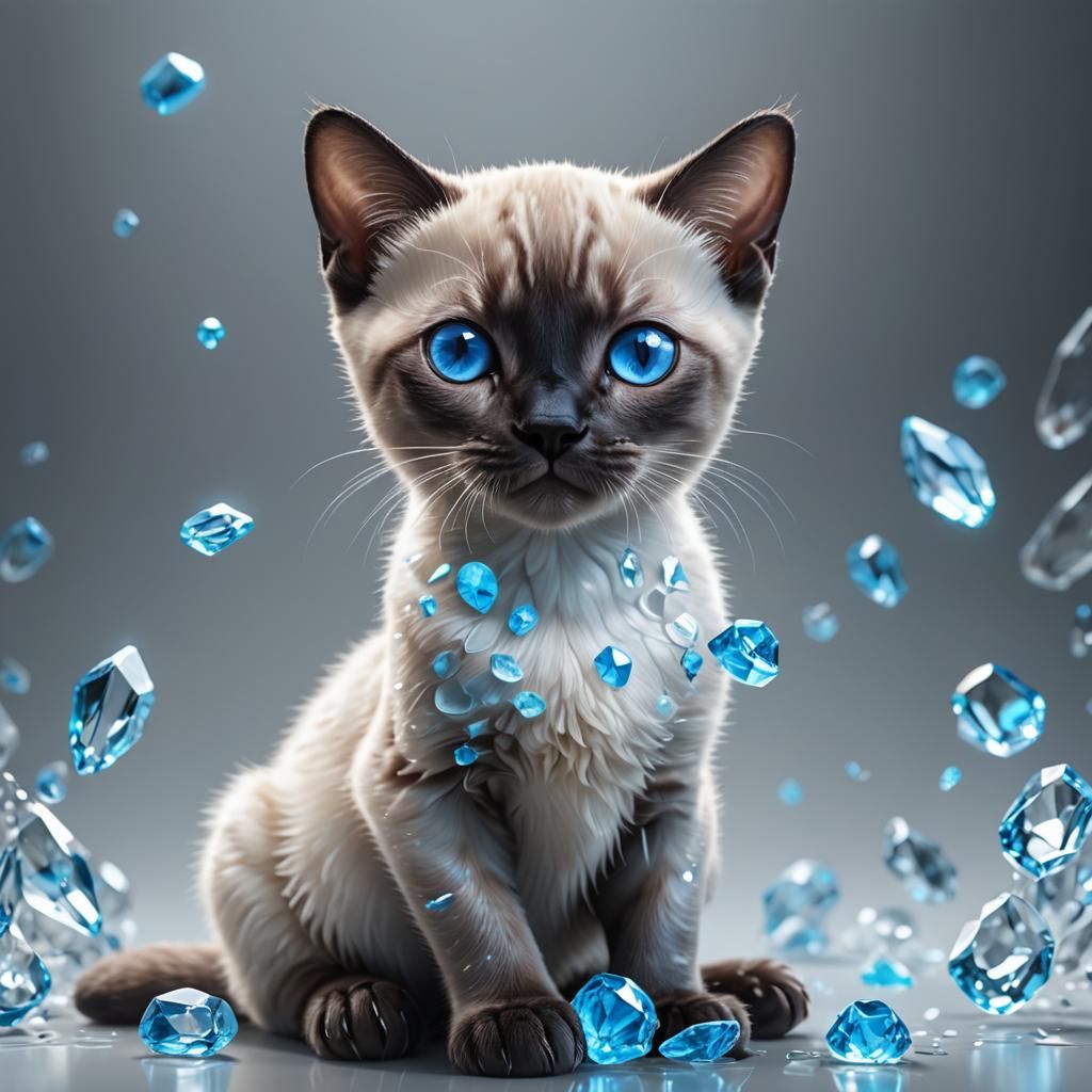 Bioluminescent Crystal Kitten: Hyperrealistic Digital Art