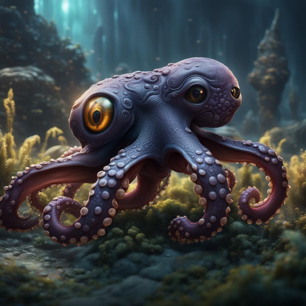 Fantastical Octopus-Dog Hybrid Concept Art