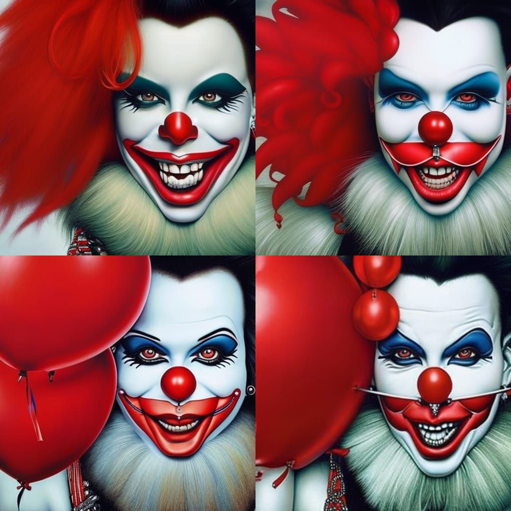 Colorful Clown Portrait in Circus Tent