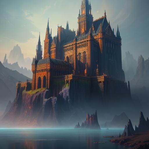 Fantastical Bank Interior in Detailed Matte Painting Style