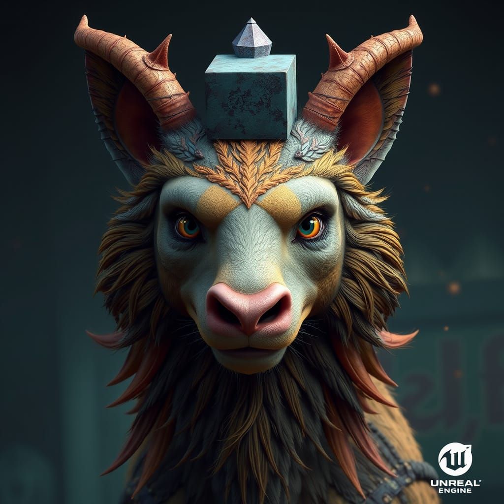 Fantastical Creatures with Cube-Shaped Heads in Intricate De...