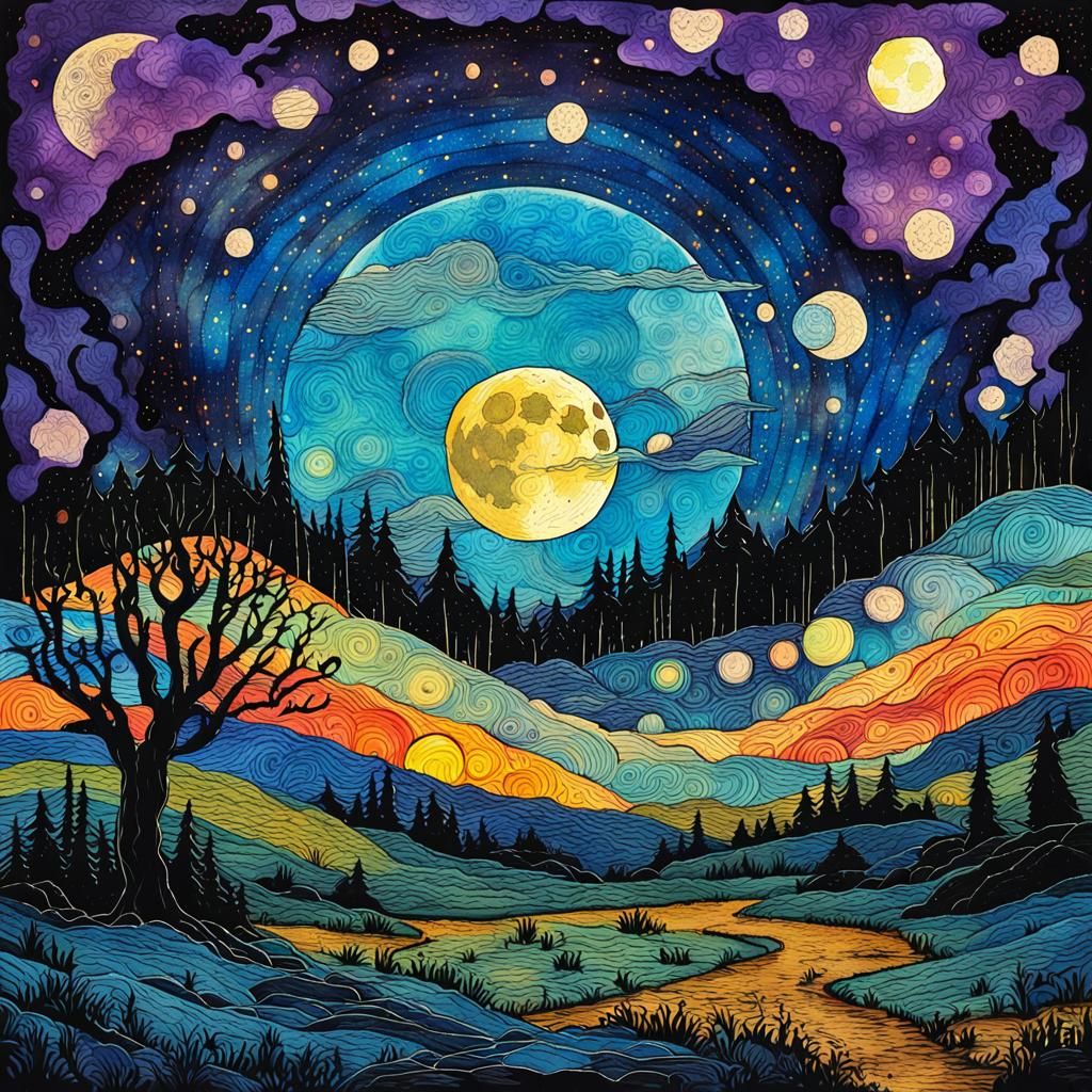 Mystical Logo in Anime Style with Ink Details