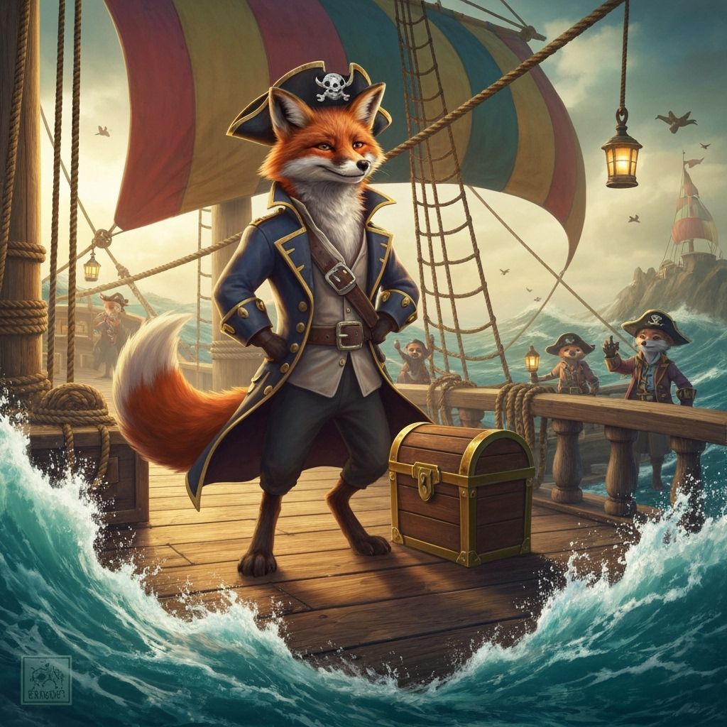 Pirate Fox Captain on Ship Deck in Cinematic Style