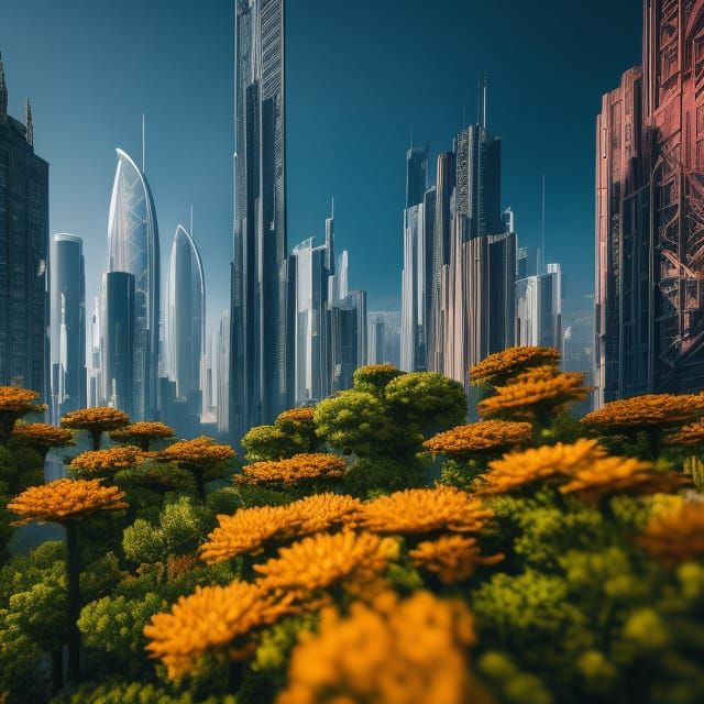 Giant Flower in Miniature City: Macro Photography