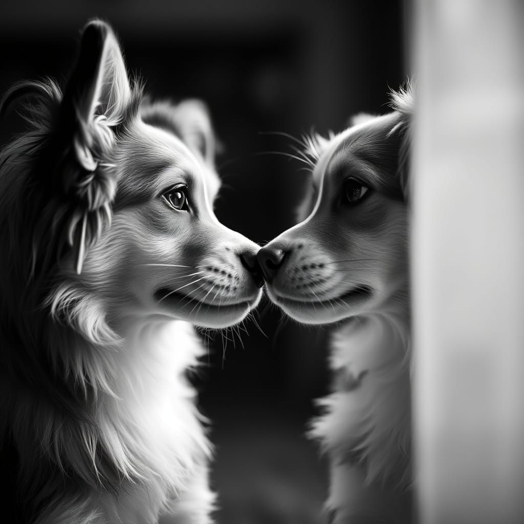 Romantic Canine Couple in Soft Focus