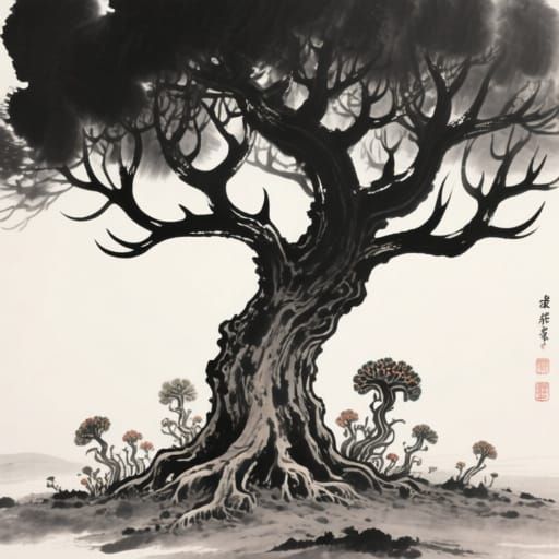 From the ground rose strange growths in contrasts with deep ...