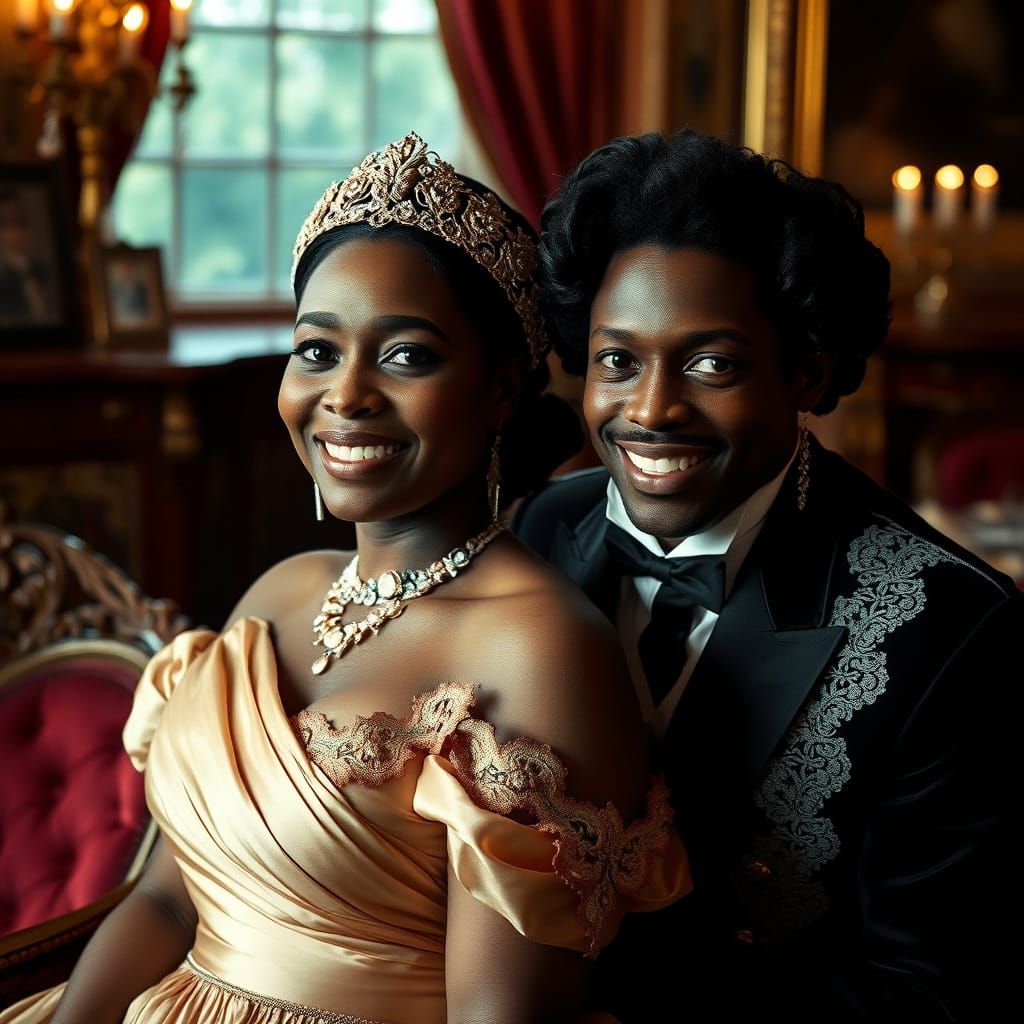 Elegant Baron and Baroness in Cinematic Film Still
