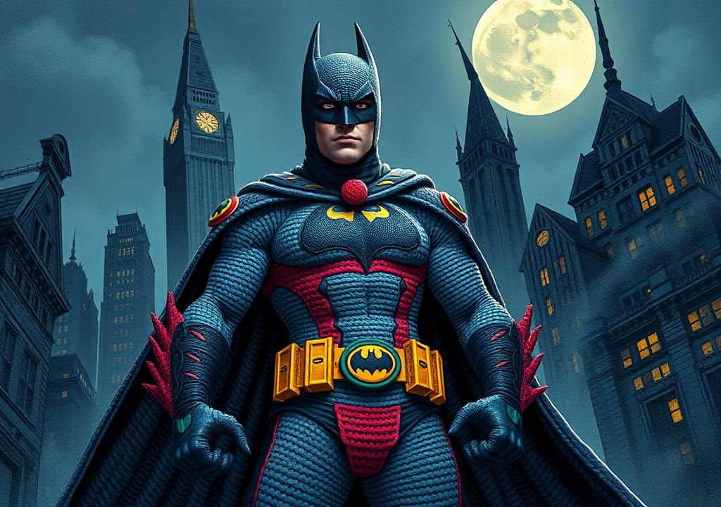 Batman in Crochet Costume: Gotham's Colorful Protector