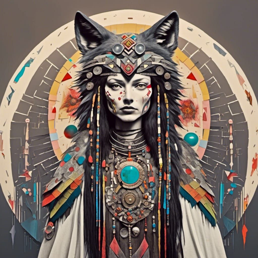 <lora:Wolf 2:1.0> Wolf  woman cyber shaman