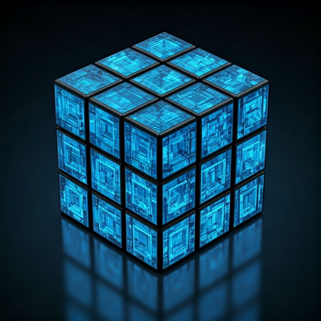Transparent Blue Rubik's Cube, Sci-Fi Design