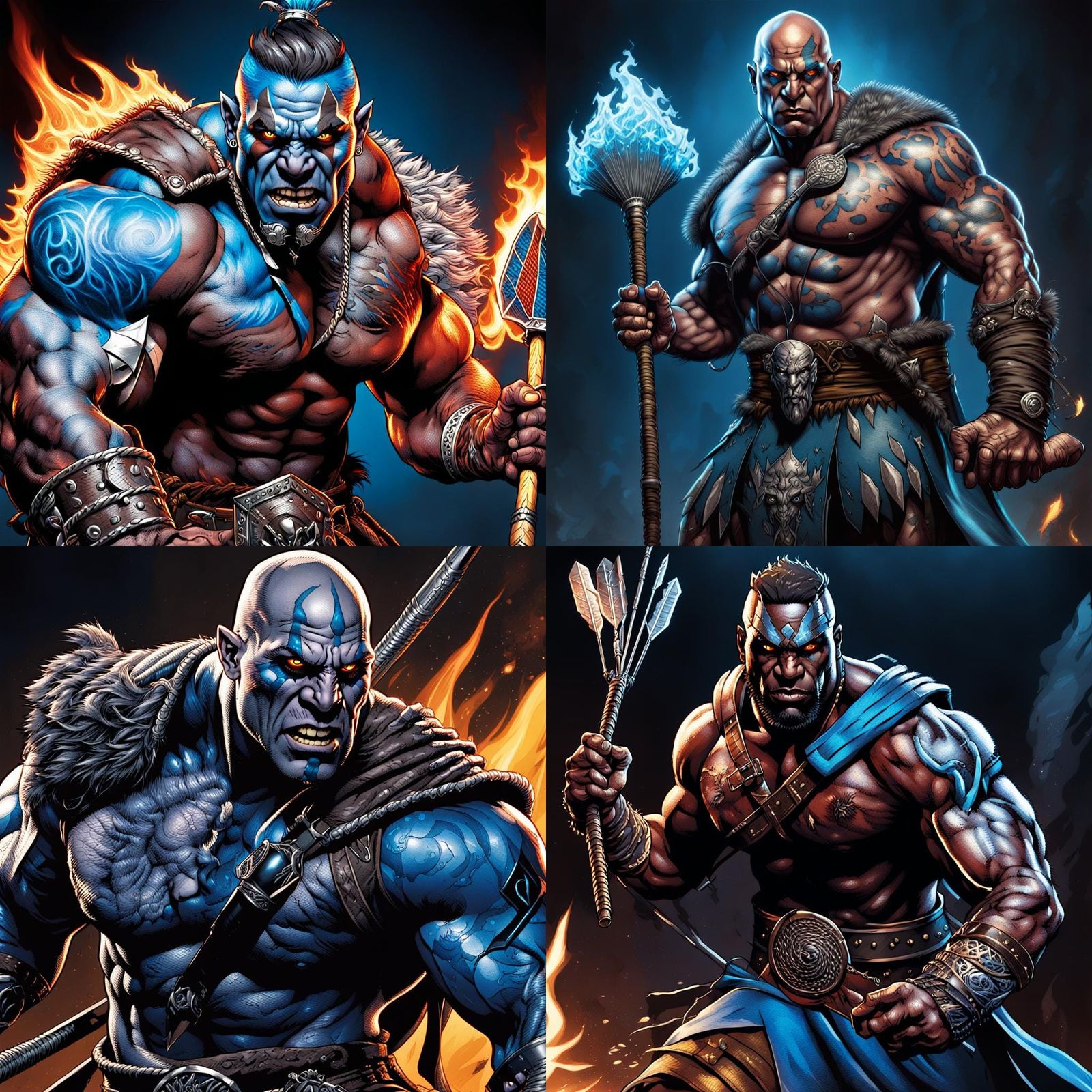 Goliath Barbarian with Tattoos, in Comic Book Style