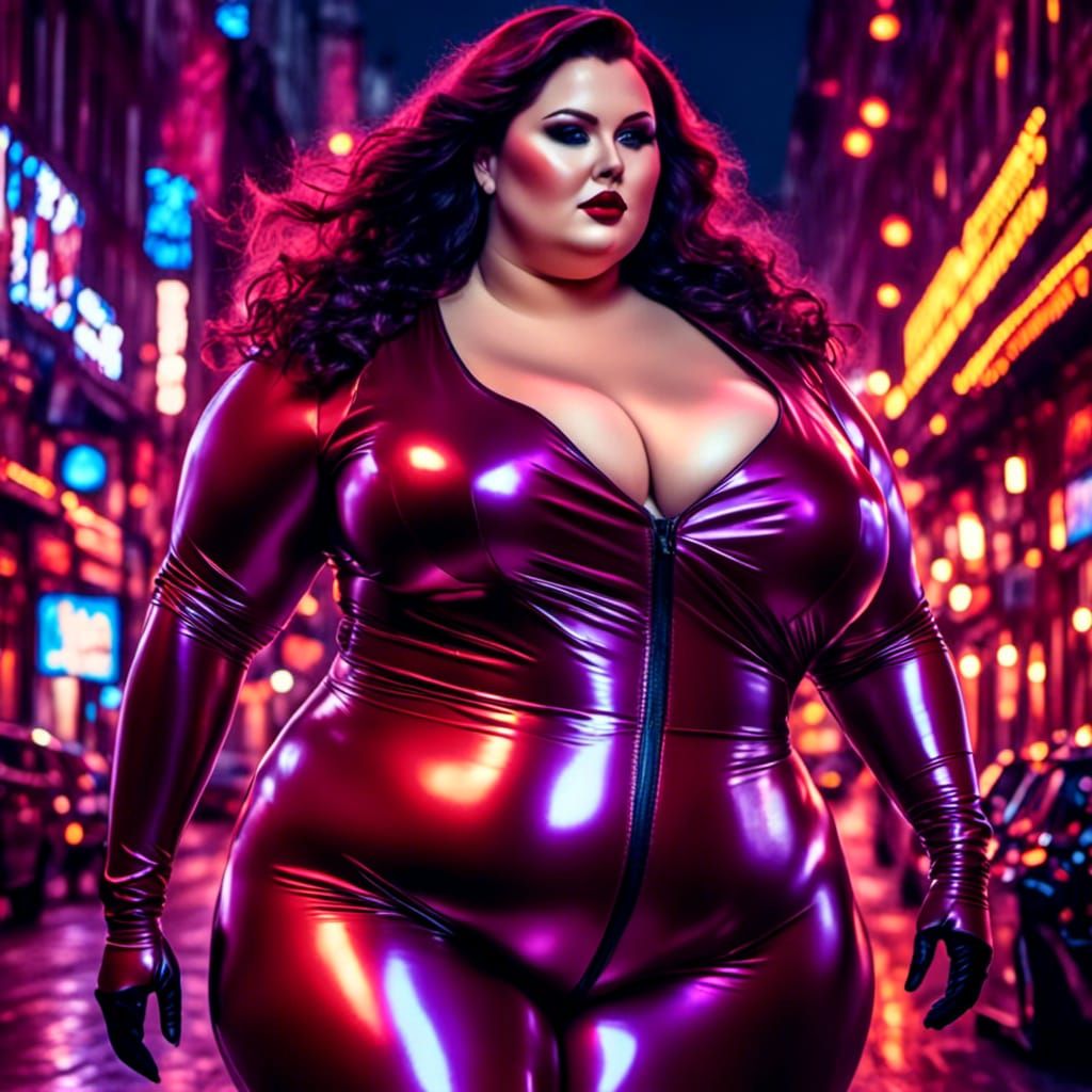 <lora:The shine of latex:1.0>  curvy bbw