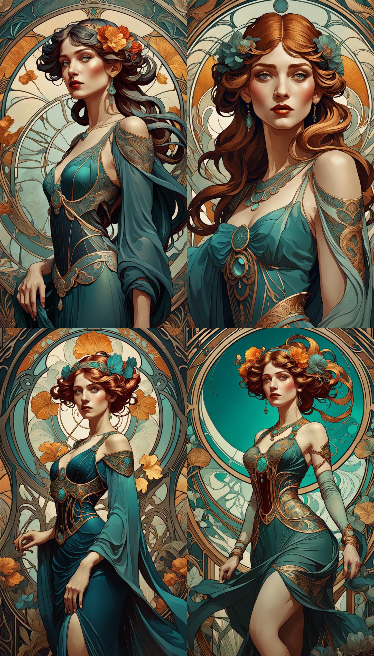 Art Nouveau Woman in Detailed Matte Painting