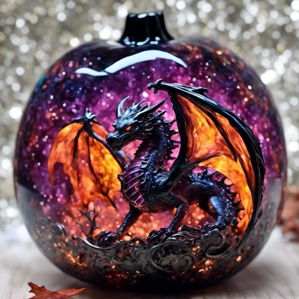 Prismatic Galaxy Pumpkin Orb with Baby Dragon
