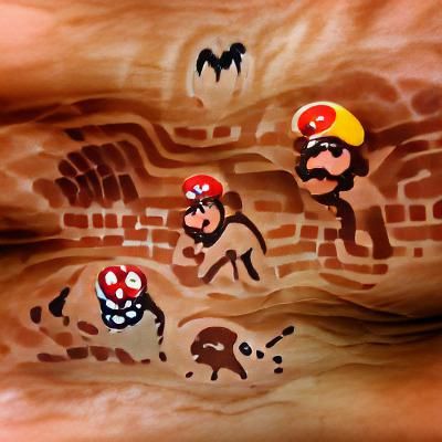 Super Mario Bros. Cave Painting: Mole People Hunt