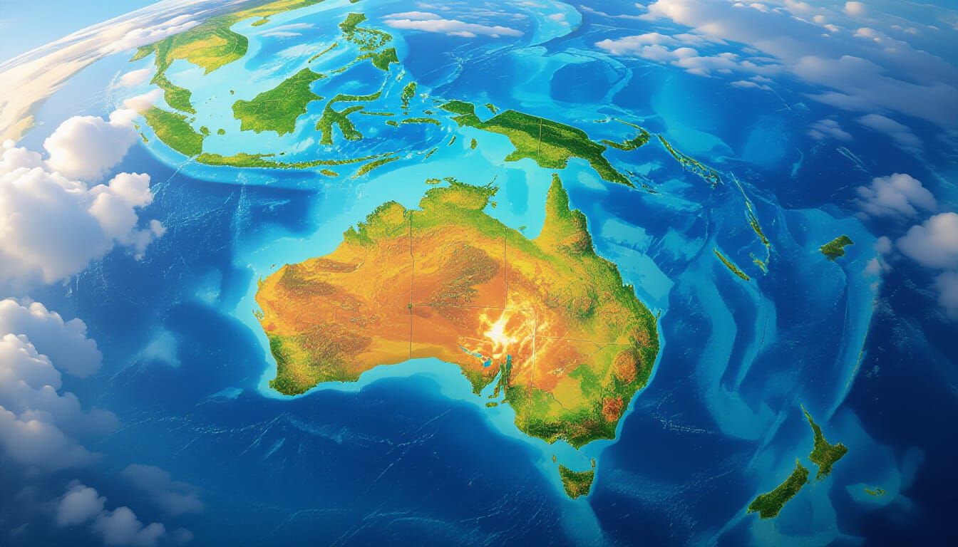 Vibrant Satellite View of Australia from Space