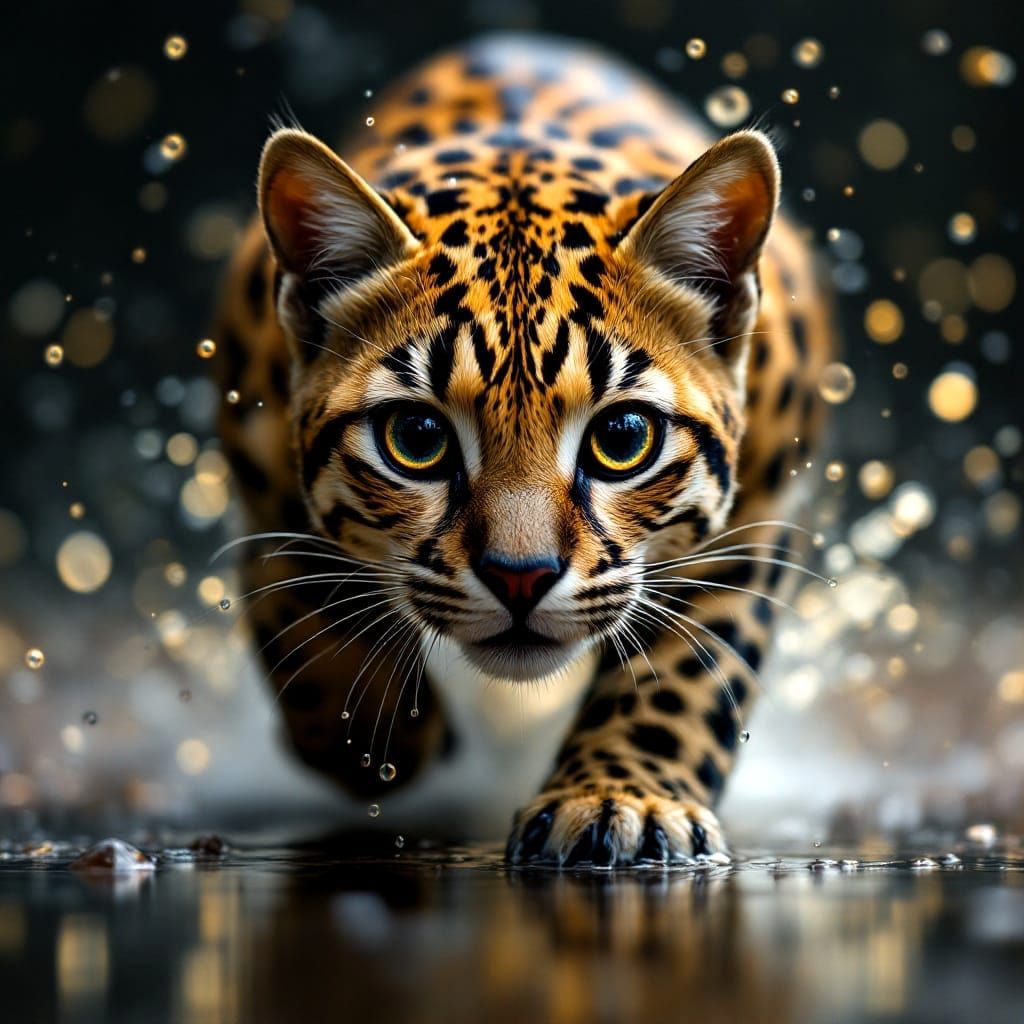 Hyperdetailed Margay Portrait in Hunting Mode