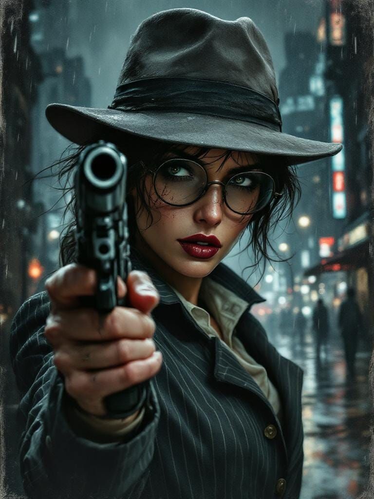 Dieselpunk Detective in Post-Apocalyptic Cityscape