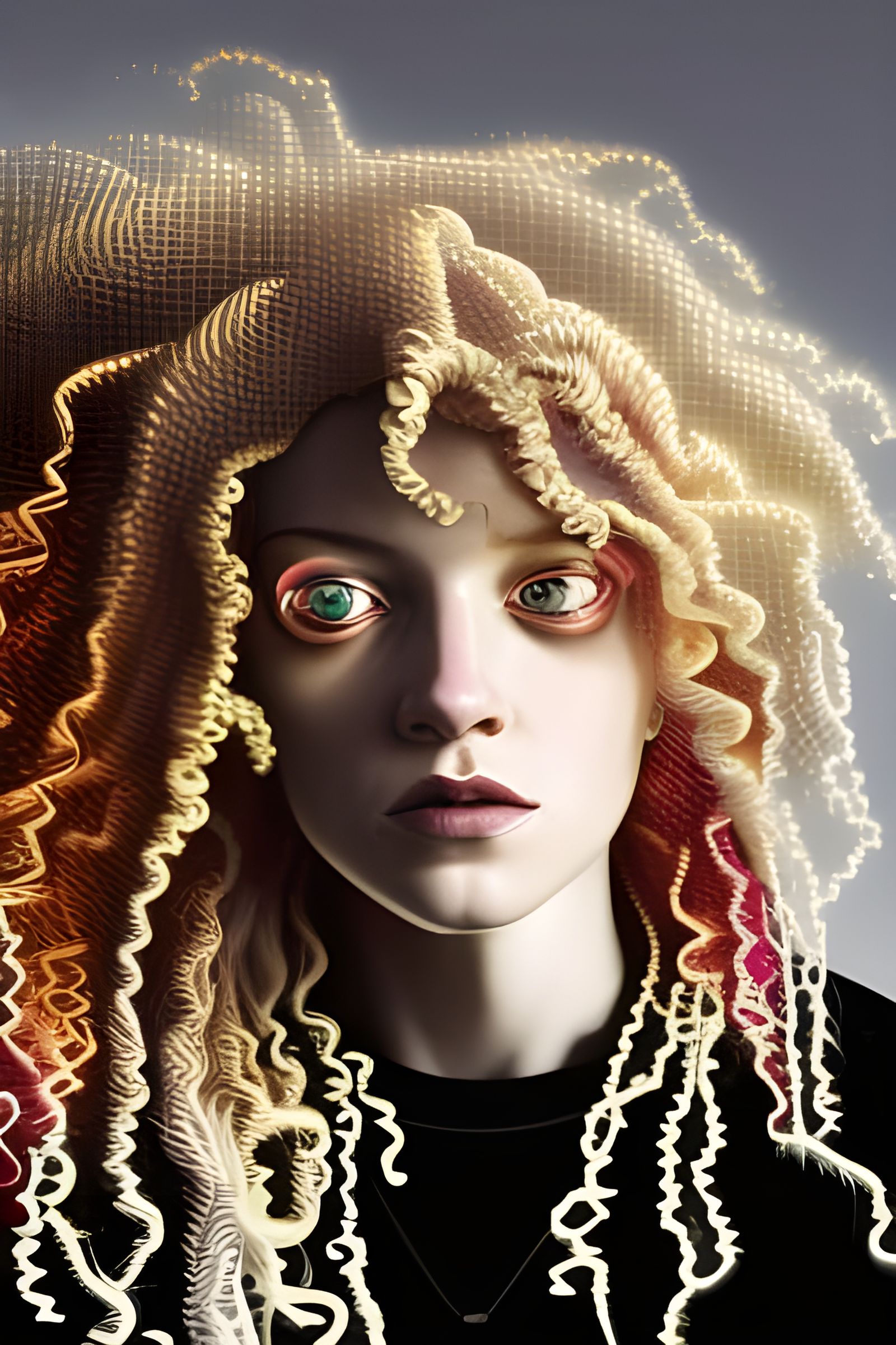 Colorful Neon Portrait in Art Nouveau Style