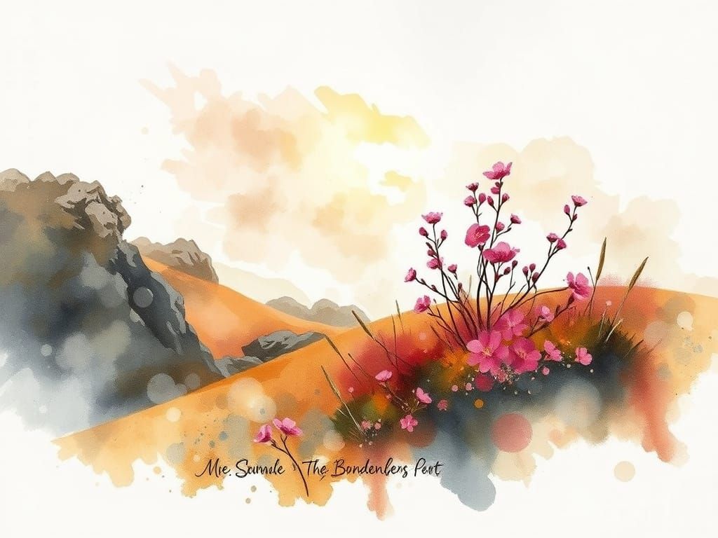 Vibrant Heath Moorland at Sunrise in Expressive Watercolour ...