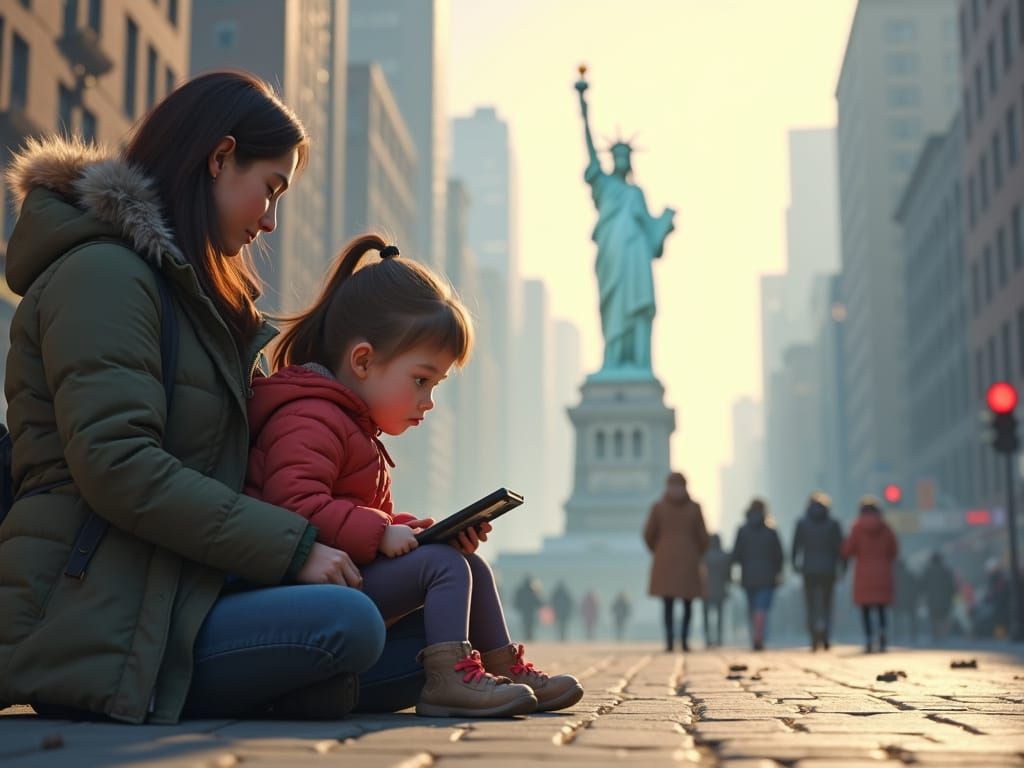 Hopeless Winter Scene in a Paralyzed NYC with Broken Robots