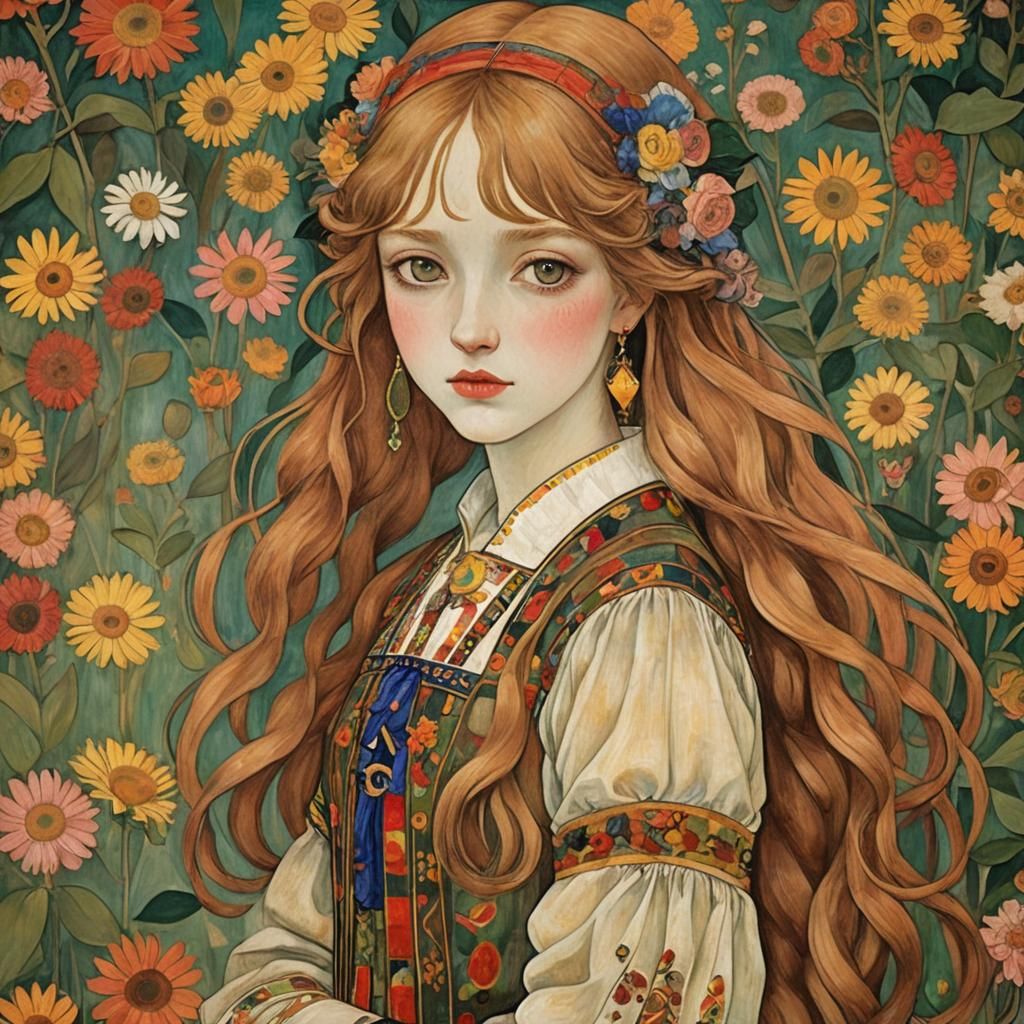 Anime Girl in Mixed Artistic Styles