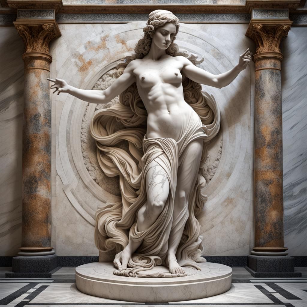 Sensual Roman Goddess Marble Statue