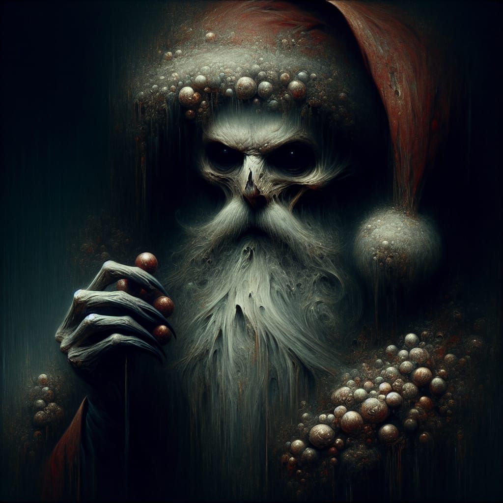 Surreal Gothic Santa Claus in Oil on Canvas