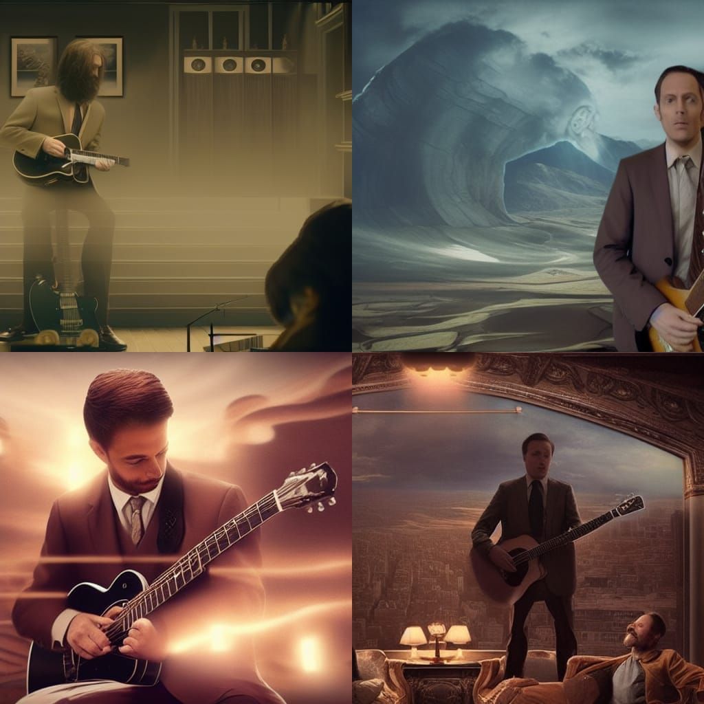 Man with TV Head Plays Guitar